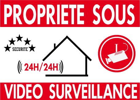 Panneau de dissuasion propriété sous vidéo surveillance 24/24 - PVC 3mm - 300x200mm - intérieur/extérieur_0
