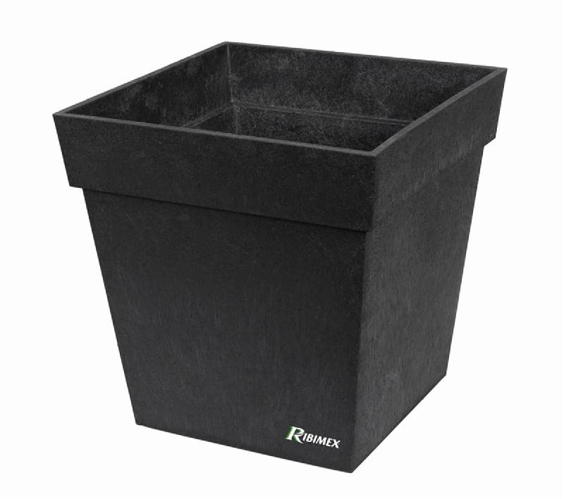 Pot de fleurs 'ROMANA' 31,5x31,5cm - Hauteur 33cm - Gris - Caoutchouc recyclé - PRGOMPF300 - Ribimex_0