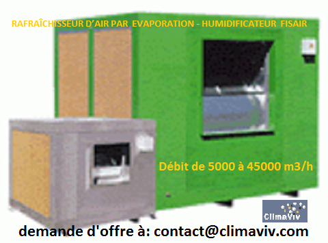 Rafraîchisseur d’air par  evaporation - humidificateur  fisair_0