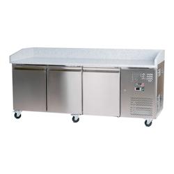 Romux® Table à Pizza Réfrigérée 3 Portes 200x80 cm avec Plan de Travail en Marbre et capacité 580 litres | Table Réfrigérée pour Pizzas - 843_0