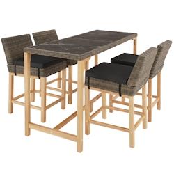 Tectake Table en rotin Lovas avec 4 chaises Latina - marron naturel -404853 - beige 404853_0