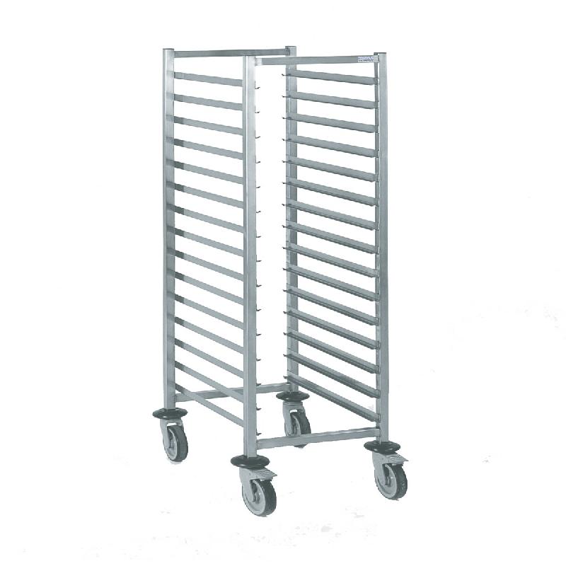 Tournus CHARIOT A GLISSIERES GASTRONORME SOUDE GN 1/1, 15 niveaux espace 81 mm roues à chape polyamide dimensions 656 x 457 mm hauteur 1490 mm - gris_0