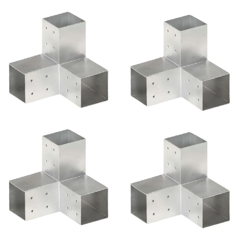 Vidaxl connecteurs de poteau 4 pcs forme en y métal galvanisé 81x81 mm 145466_0