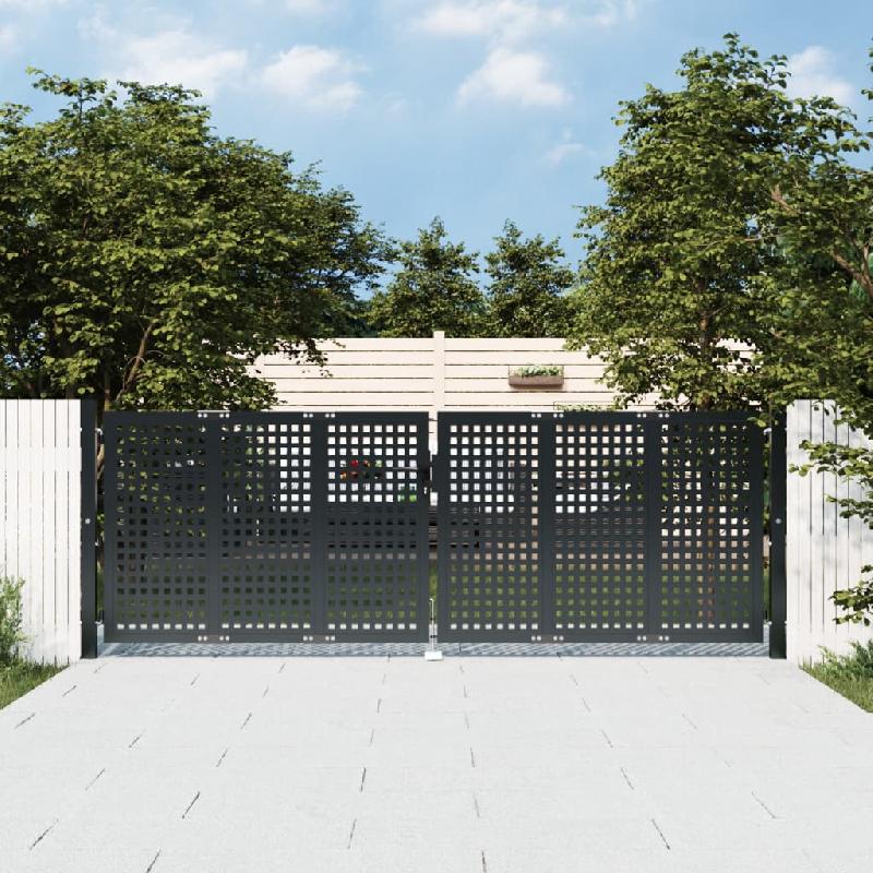 Vidaxl portail de jardin anthracite 300 x 150 cm acier 154566_0
