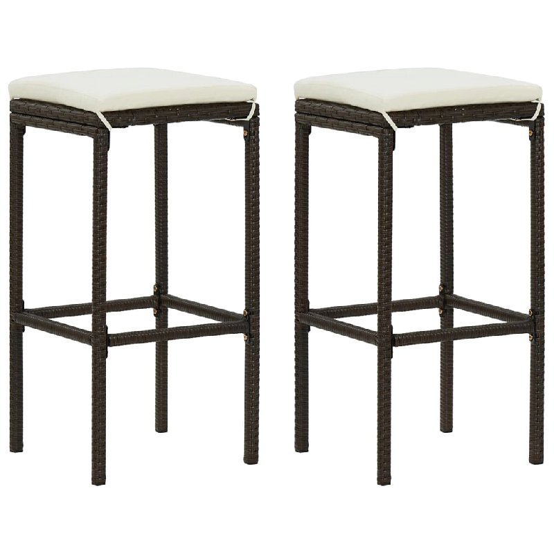 VidaXL Tabourets De Bar Avec Coussins Lot De 2 Marron Résine Tressée - marron 313439_0