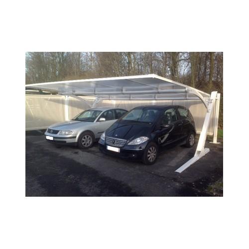 Abri voiture double en aluminium - livré et monté - dimensions 5,40 x 5,00 m - hauteur 2,00-2,40 m_0