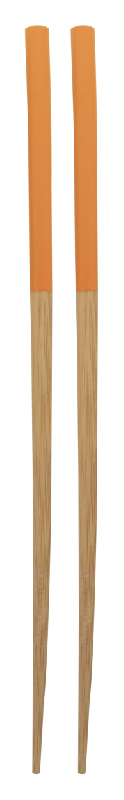 Baguettes en bambou - set de 2 avec extrémités peintes - couleur orange - poids 16 gr_0