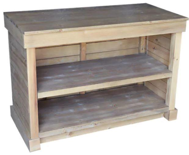 Comptoir d'encaissement et d'emballage - Bois vieilli - Multifonction - Pin naturel - Fabrication Française_0