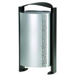 Corbeille publique 2 flux sur pied - 2x50L Arkea réf. 8058994 - acier électrozingué et vidage facile_0