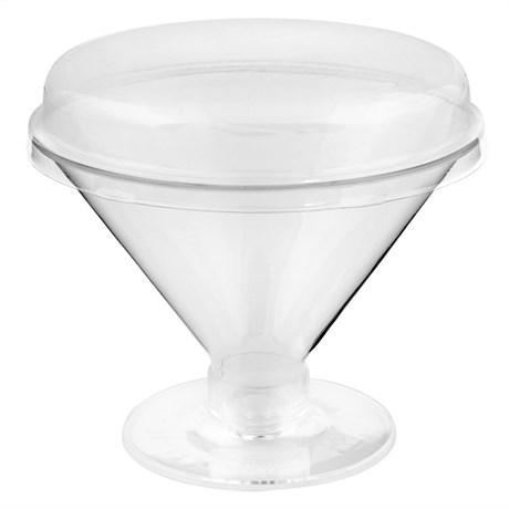 COUPE + COUVERCLE 160 ML 9.5X7 CM PP TRANSLUCIDE (VENDU PAR 500)