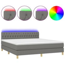 Décoshop26 - Cadre de lit LED avec sommier, tête de lit réglable et matelas 180x200 cm en tissu gris foncé TDL0208319 - gris_0