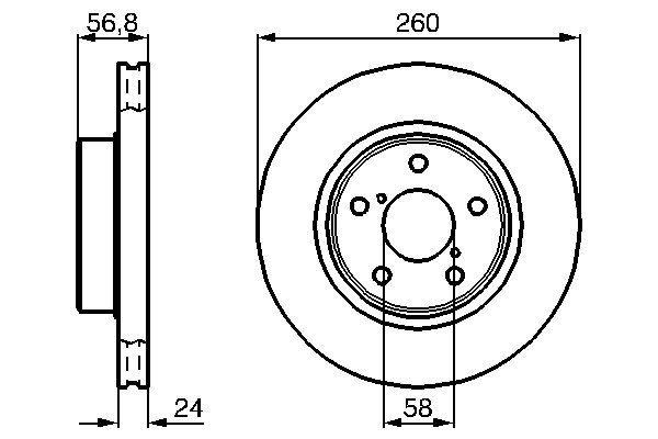 Disque de frein Bosch 0986478293 - ventilé intérieur - boîte de 2 disques - 4 trous_0
