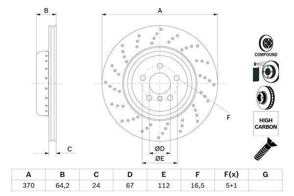 Disque de frein Bosch 0986479G12 - arrière - deux pièces poinçonné et ventilé_0