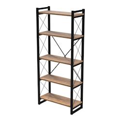 Helloshop26 - Bibliothèque design pour salon étagère style original à 5 niveaux 180 x 65 x 30 cm effet bois noir 03_0006490 - 3001792347769_0
