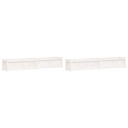 Helloshop26 - Jardinière bac lit surélevé plantes fleurs jardin terrasses lot de 2 bois de pin massif blanc 02_0039039 - 3000217988617_0