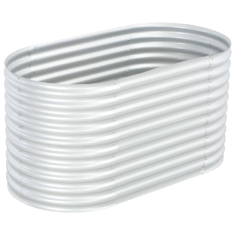 Jardinière surélevée en acier galvanisé argenté - 160 x 80 x 81 cm - Idéale pour plantes, fleurs et jardin_0