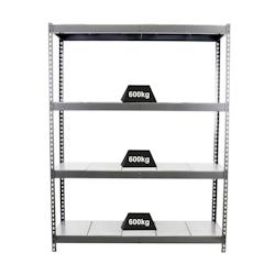 PROREGAL Étagère pour charges lourdes METAL BEAST FOUR | HxLxP 200x180x75cm | Charge du compartiment 600kg | Gris - gris métal PR_RS17-50_0