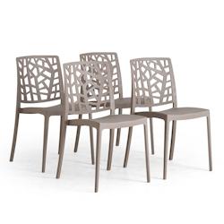 RATTATAN Lot de 4 chaises empilables en polypropylène avec fibre de verre pour jardin ou intérieur, hydrofuges et résistantes, design moderne-TRIXY_0