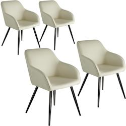 Tectake 4 Chaises Marilyn tissu - crème/noir -404766 - beige plastique 404766_0