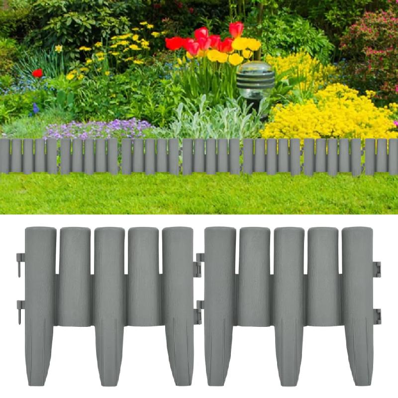 Vidaxl bordures de pelouse 36 pcs gris 10 m pp 48621_0