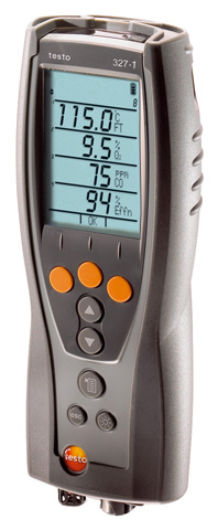 ANALYSEUR COMBUSTION TESTO 327-1 avec capteurs O2+CO et protocole d'étalonnage - Mesure de température, O2, CO2, CO, tirage cheminée, delta T° et pression gaz_0