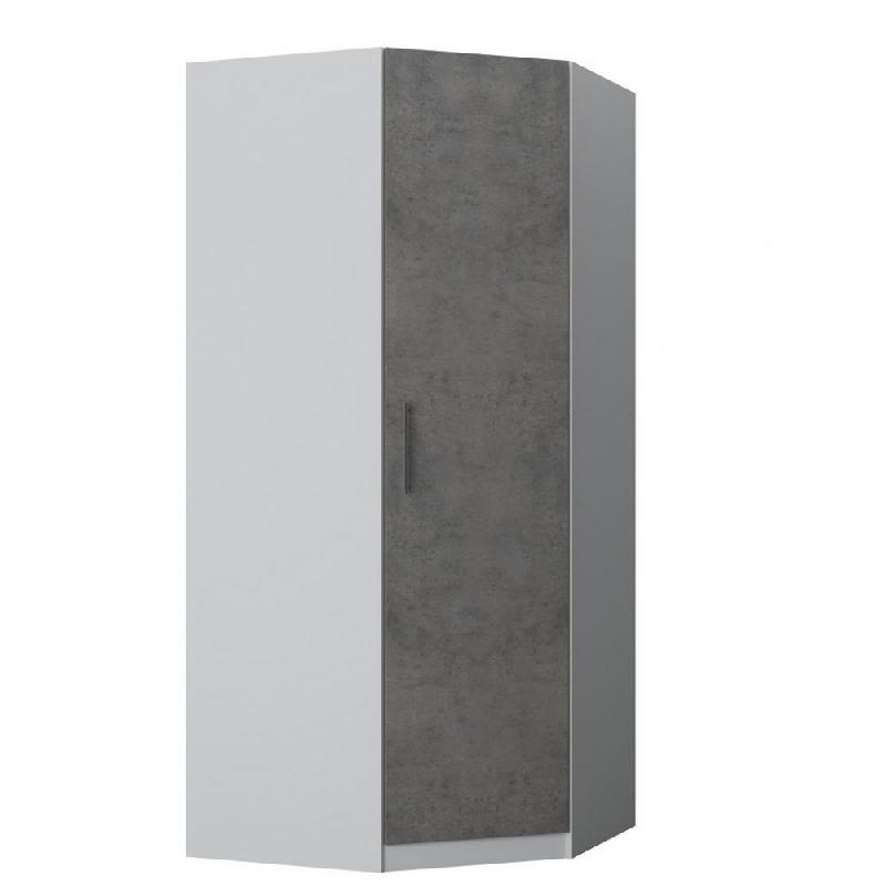 ARMOIRE D'ANGLE DRESSING LOFT BLANC MAT 1 PORTE GRIS BÉTON 100 X 100 CM_0