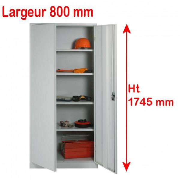Armoire à portes battantes H 1780 x L 800 mm - Coloris Gris - Pour archivage et outils - Marque Rolléco_0