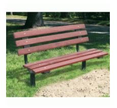 Banc public en bois exotique OSLO - assise et dossier lasurés - piètement acier peint noir_0