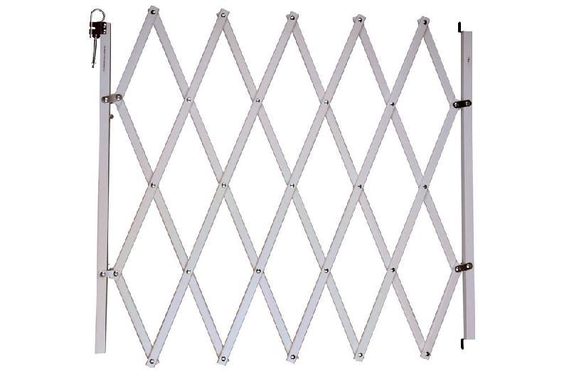 Barrière Stopfix en bois blanche - Extensible jusqu'à 110 cm_0