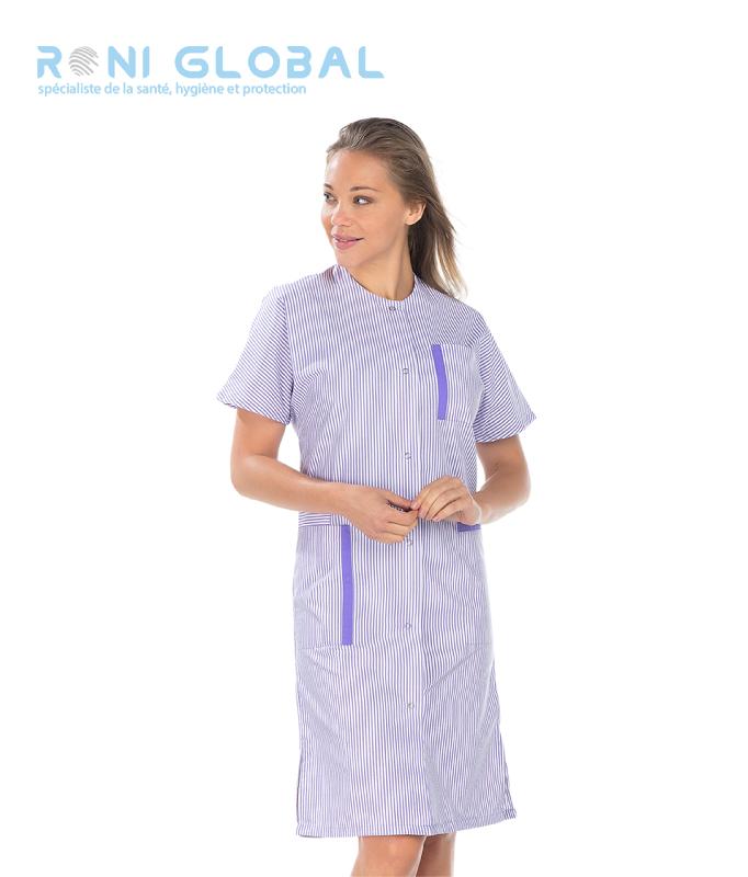 Blouse longue de travail femme manches courtes 4 poches - Catherine Remi Confection - 105 cm - Plusieurs coloris_0