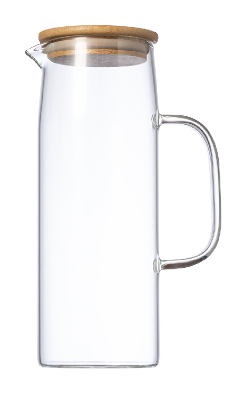 Carafe en verre borosilicaté - 1250 ml avec couvercle en bambou - Couleur transparente_0