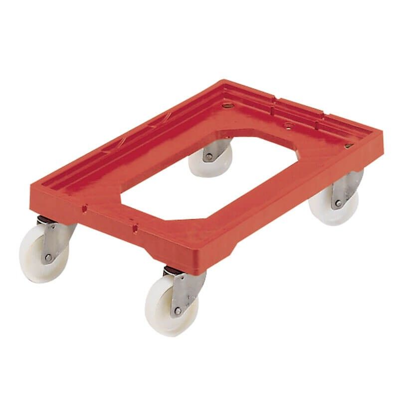 Chariot porte bac - bac en plastique rouge - 180 kg - roues pivotantes - DOJ91701AB_0