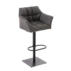 Décoshop26 - Tabouret de bar chaise haute de comptoir couture carrées assise en tissu gris titane cadre en métal noir 10_0004699 - gris 3000252241913_0