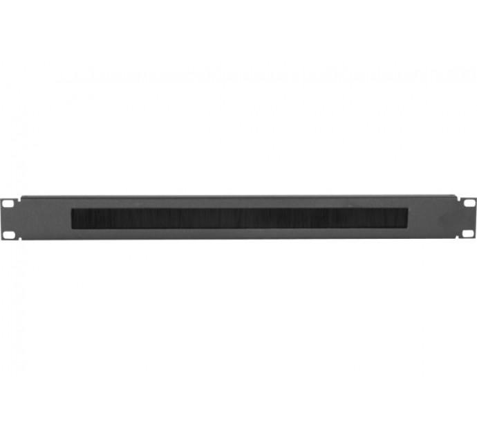 Dexlan passe-câbles avec brosse 1U 19'' - panneau métal noir_0