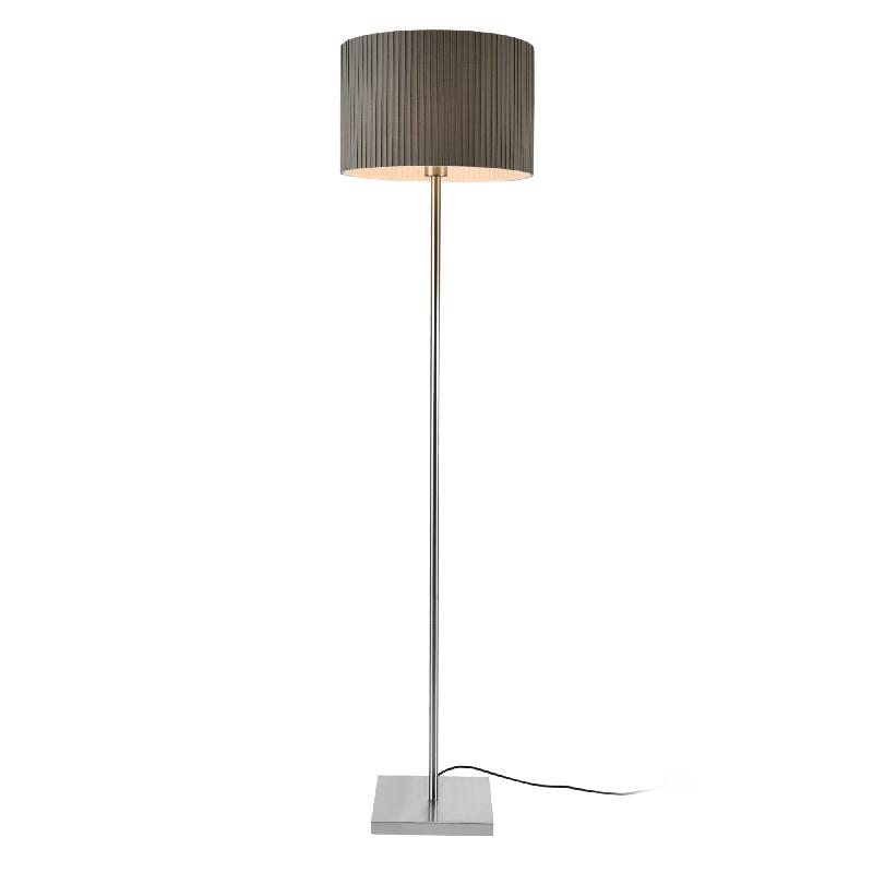 Lampadaire lampe à pied cadre en métal abat-jour en tissu 1 x e27 gris 151 cm 03_0002435