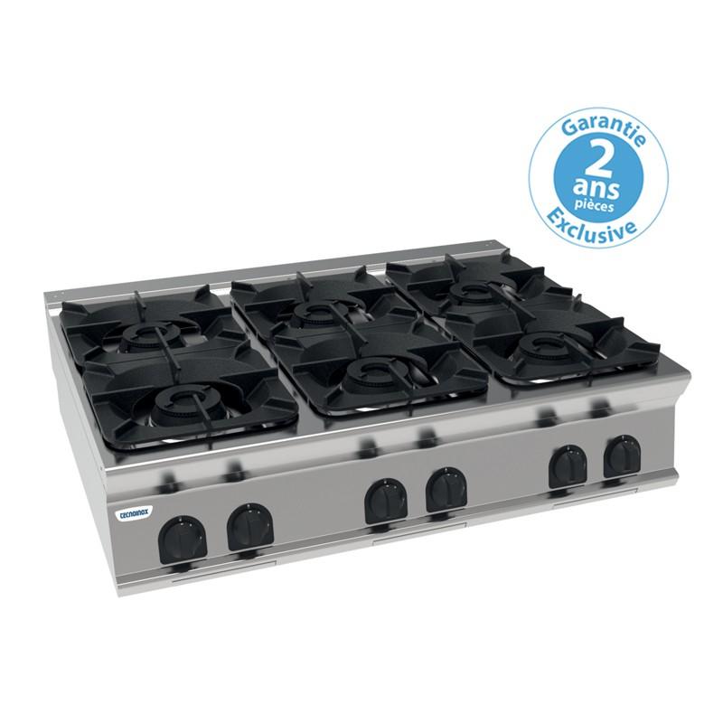 Plaque de cuisson pro top 6 feux vifs gaz gamme 900 PCG12G9 Stock