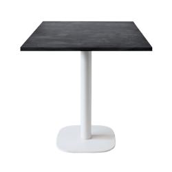 Restootab - Table 70x70cm - modèle Round pied blanc ardoise métallisée - noir fonte 3760371511198_0