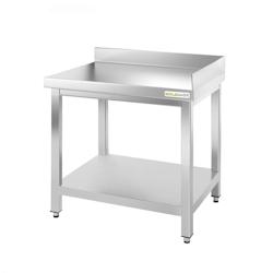 Table de travail en inox d'angle 700 x 700 mm adossée PREMIUM / GOLDINOX - gris inox 3701770818839_0