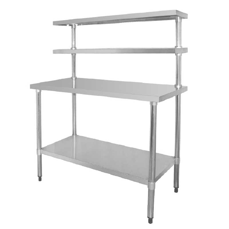 Table en inox avec 2 étagères supérieures en 180 cm_0