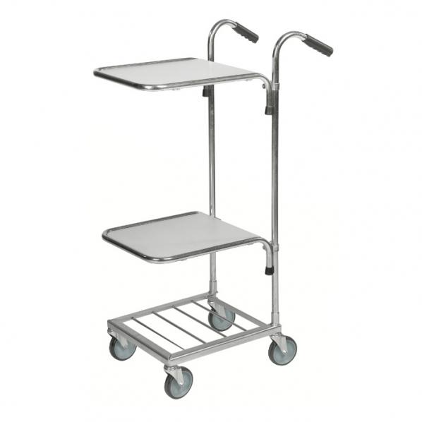 Chariot desserte avec tablettes et paniers - 2 tablettes - capacité 35 kg - disponible avec ou sans freins - signé Kongamek_0