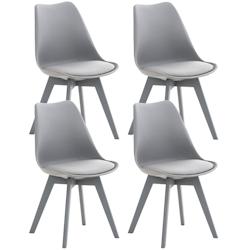 Décoshop26 - Lot de 4 chaises de salle à manger cuisine ou bureau en plastique et synthétique gris pieds en bois 10_0000388 - gris 3000808569607_0
