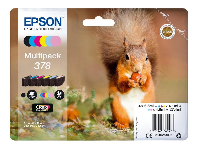 EPSON MULTIPACK 378 - PACK DE 6 - NOIR, JAUNE, CYAN, MAGENTA, MAGENTA CLAIR, CYAN CLAIR - ORIGINAL - CARTOUCHE D'ENCRE