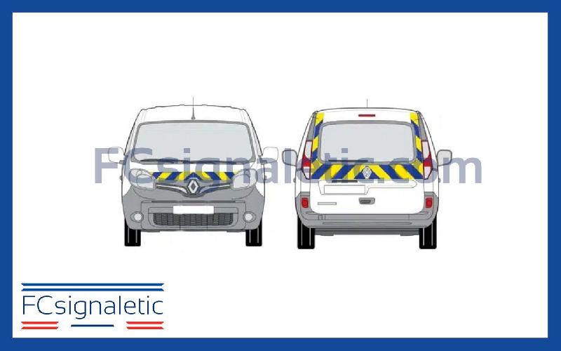 Kit sérigraphie balisage prédécoupé avant/arrière standard jaune/bleu classe B pour petits utilitaires_0