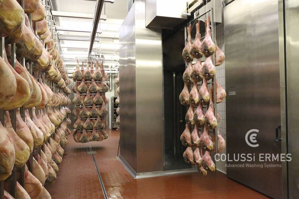 Lavage jambons - laveuses industrielles alimentaires automatiques Colussi Ermes - hautement polyvalentes et sur mesure_0