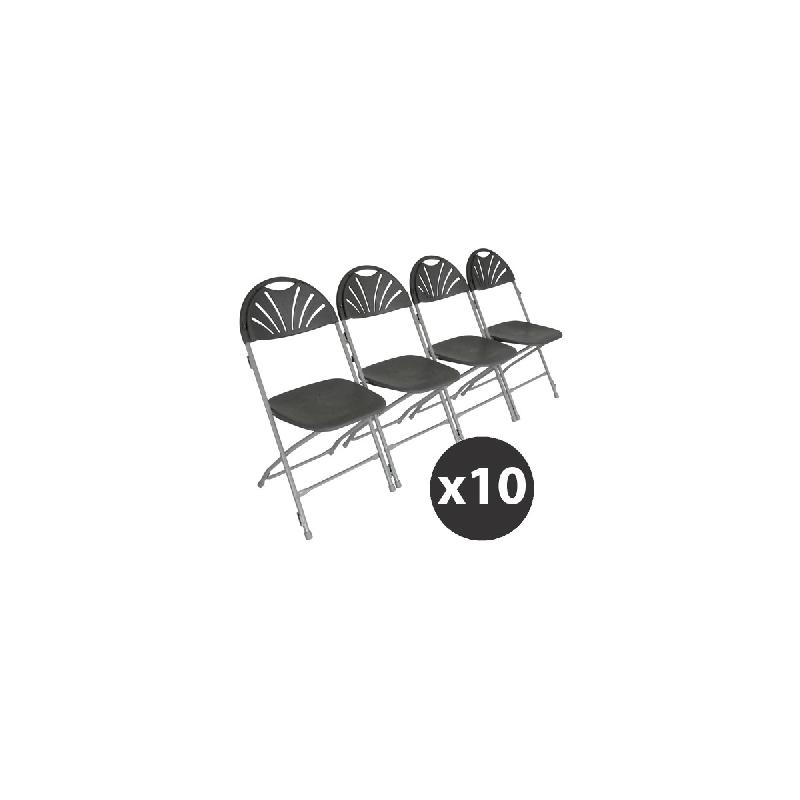 Lot 10 chaises pliantes grises et crochets de liaison_0