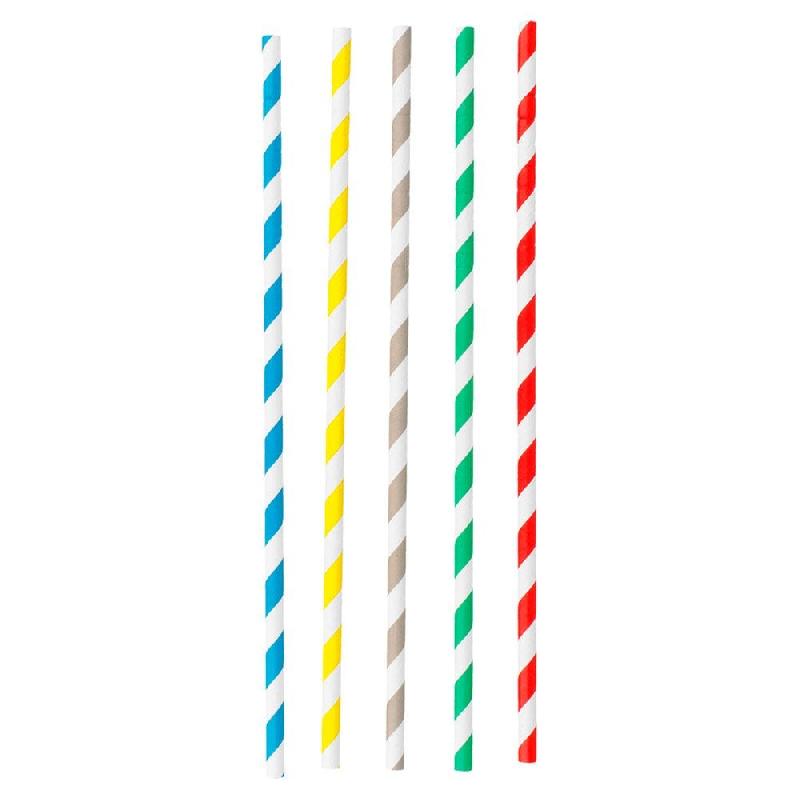 Paille papier flexible rayée coloris assortis Ø0,60x23cm - par 250_0