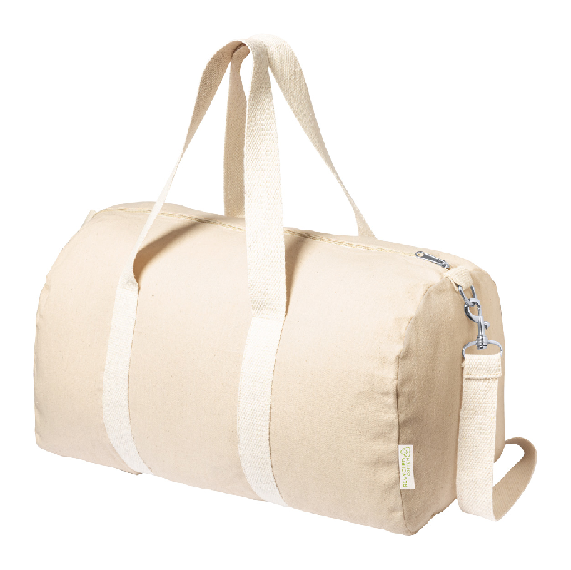Sac de sport en coton recyclé - compartiment zippé - poignées contrastantes et bandoulière réglable_0