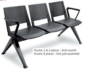 Siège poutre Kenig - 2 à 4 places - assise et dossier en polypropylène avec accoudoirs_0