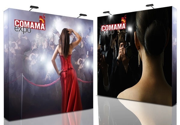 Stand parapluie textile recto-verso grand format - Aluminium - Impression textile norme M1 - Standtext08-09-10_0