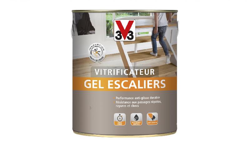 Vitrificateur gel escalier V33 - incolore satiné - 2.5L - anti-goutte et anti-glisse_0